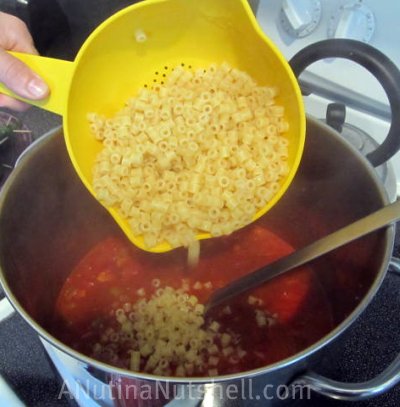 adding ditalini to pasta fagioli