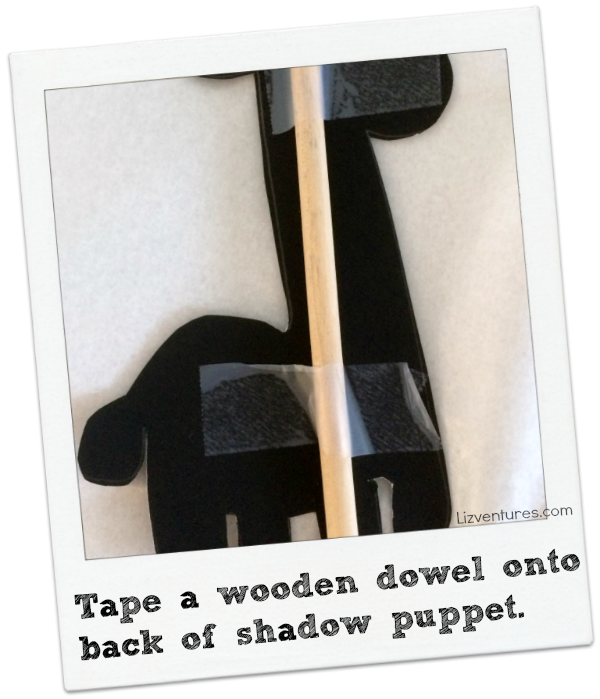 how to make animal shadow puppets - fasten dowel on back for support