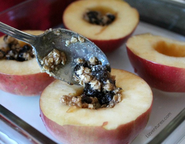 how to make baked apples with plum crumble topping