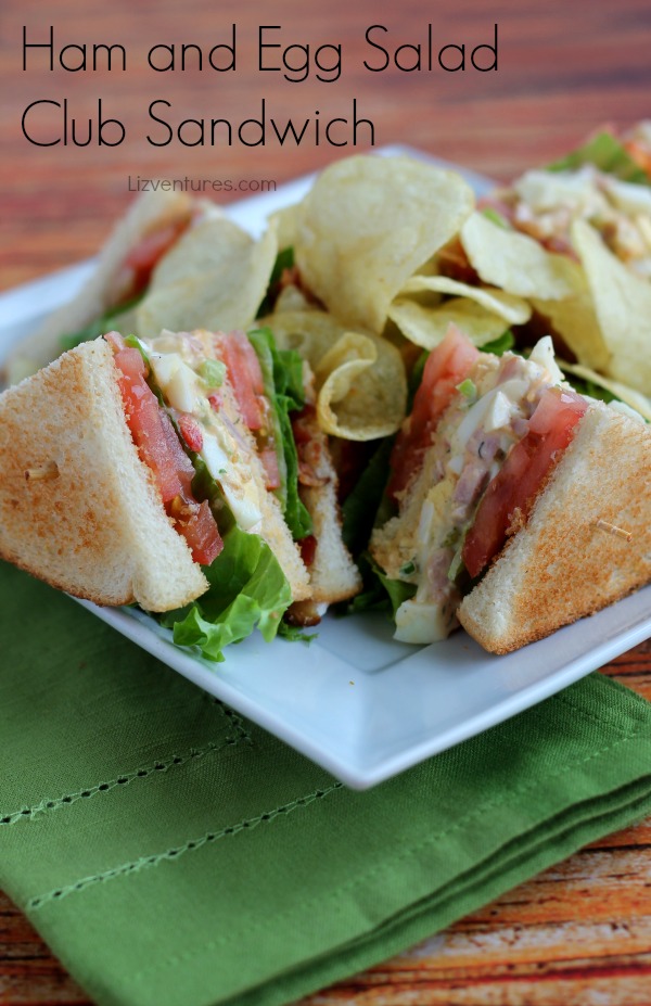 Ham and Egg Salad Club Sandwich