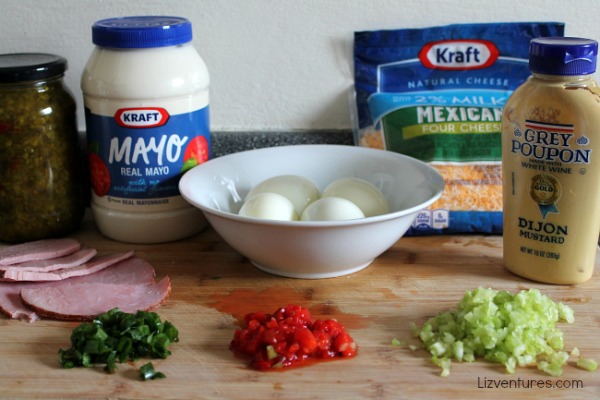 ingredients - ham and egg salad