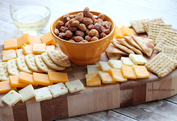 ways to serve nuts - nut, cheese and cracker tray