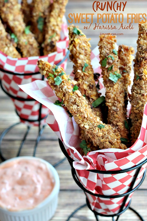 Crunchy Sweet Potato Fries with Harissa Aioli