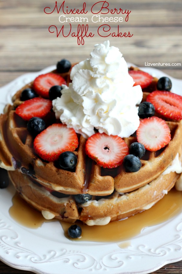 Mixed Berry Cream Cheese Waffle Cakes - dessert or brunch recipe