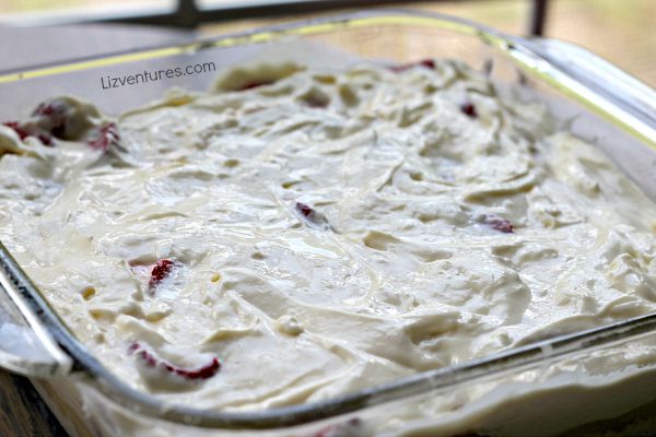 add cheesecake filling to strawberry lemon cheesecake bars